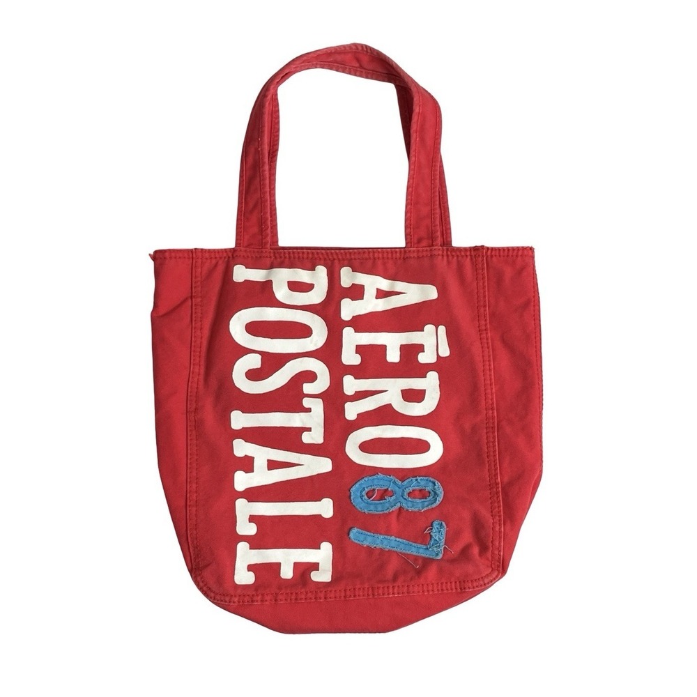 Aeropostale 87 Red Canvas Tote Bag Beach Tumblrcore Preppy Y2K Retro Indie 2011